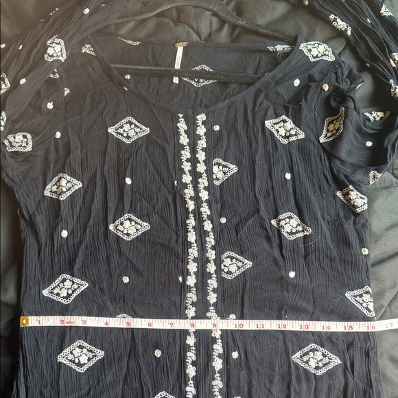 Free People M Black Maxi Dress with White Geometric & Floral Print - Picture 8 of 11